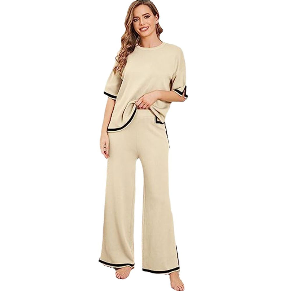 Thumbnail: Women Knit 2 Piece Sweater Sets Short Sleeve Pullover Tops Classy 