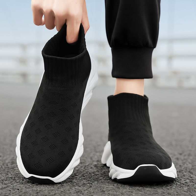 Thumbnail: New trend fashion large size flying knit high top casual shoes fashionable