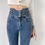 Thumbnail: Skinny Pencil Jeans Four Buttons Vintage High Waist Women Slim Stretch