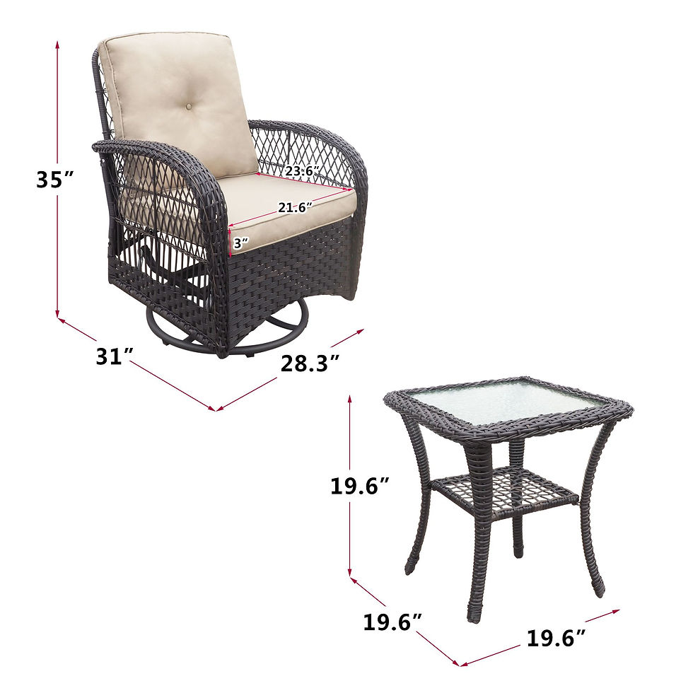 Thumbnail: 360-Degree Patio Wicker Swivel Rocker Chairs Set