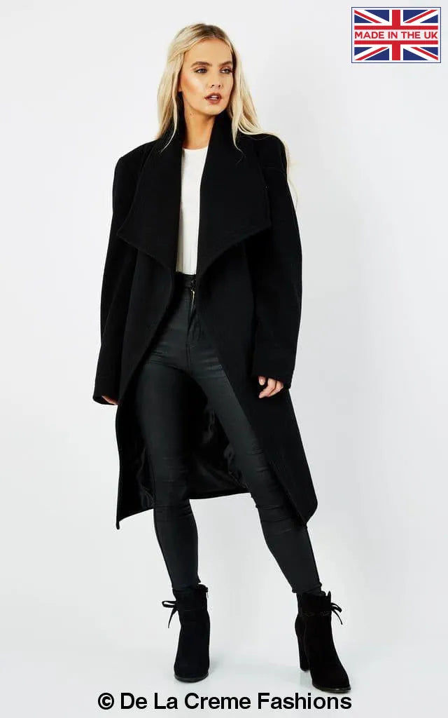 Thumbnail: De La Creme Womens Wool Blend Large Lapel Duster Coat