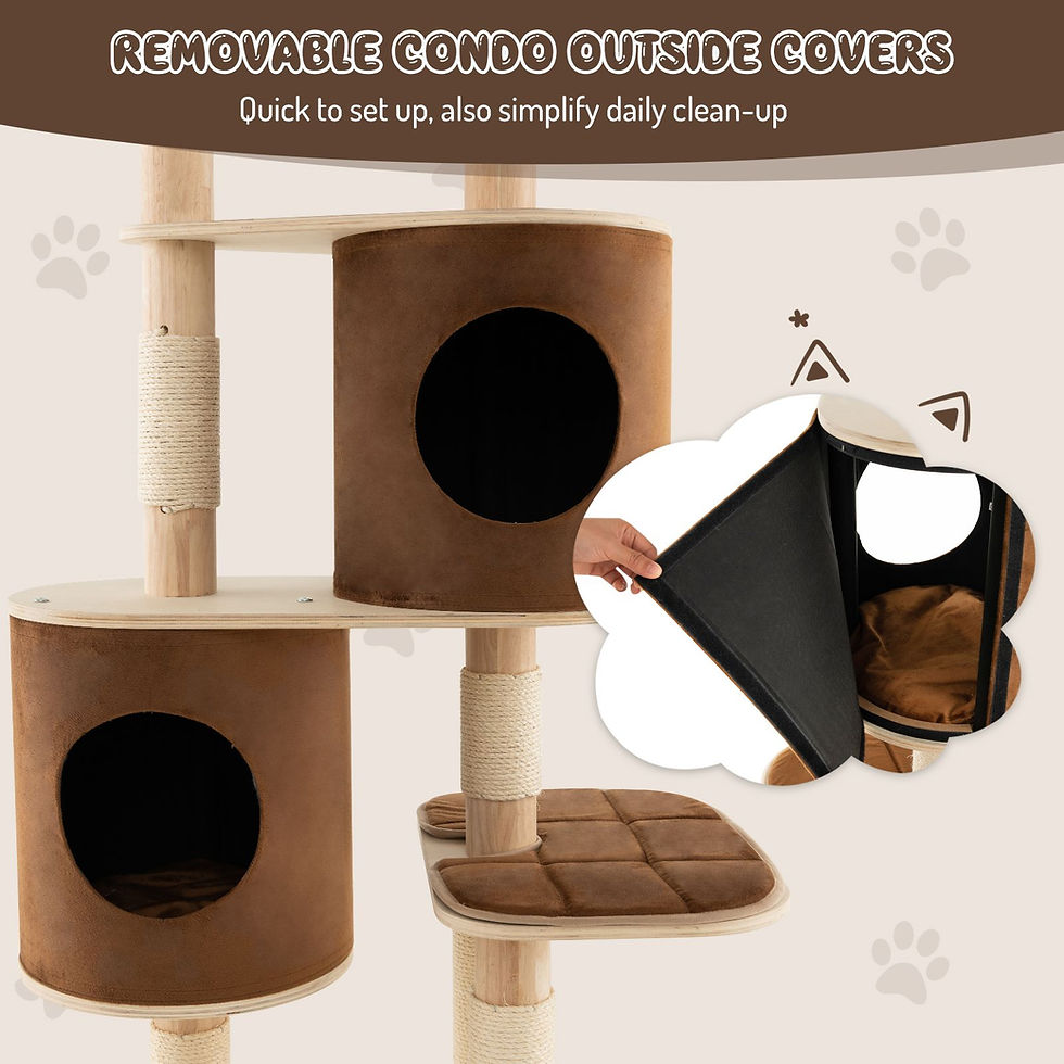 Thumbnail: 6-Tier Wooden Cat Tree with 2 Removeable Condos Platforms and Perch