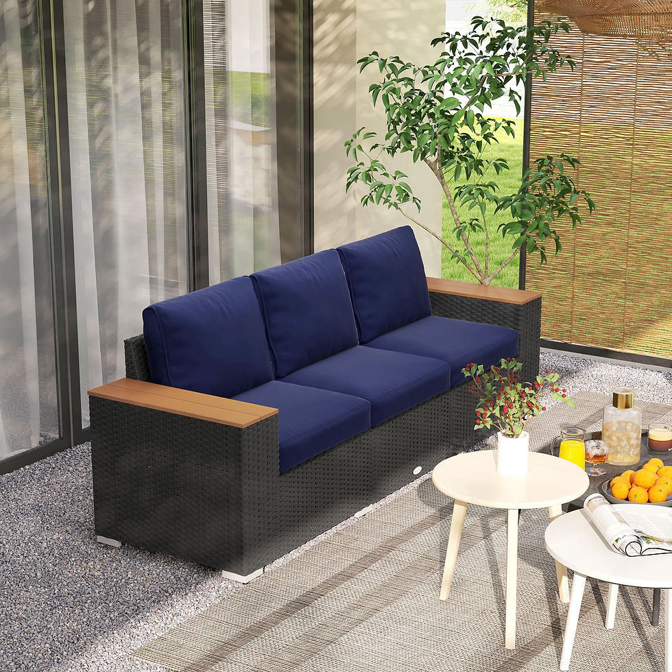Thumbnail: 3-Seat Outdoor Patio Sofa with Cushions, PE Rattan Wicker Sofa 