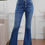 Thumbnail: Frayed Hem Flared Denim Jeans