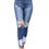 Thumbnail: Dark Blue Washed Distressed Slits Skinny Jeans