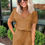 Thumbnail: Casual Brown Short Sleeve Pocketed Knit Romper