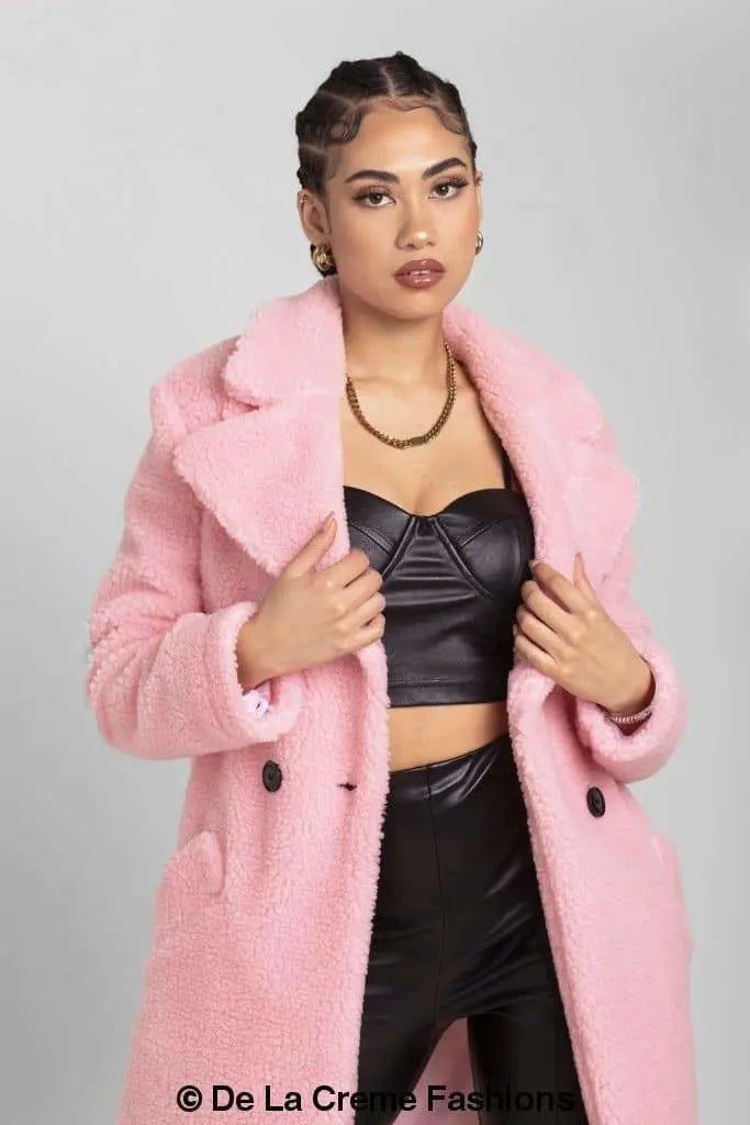 Thumbnail: Janine Double Breasted Borg Teddy Coat