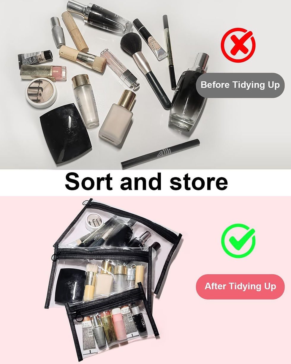 Thumbnail: Clear Makeup Bags, 3 Pack Small W Men Travel Airport Organizing, Black