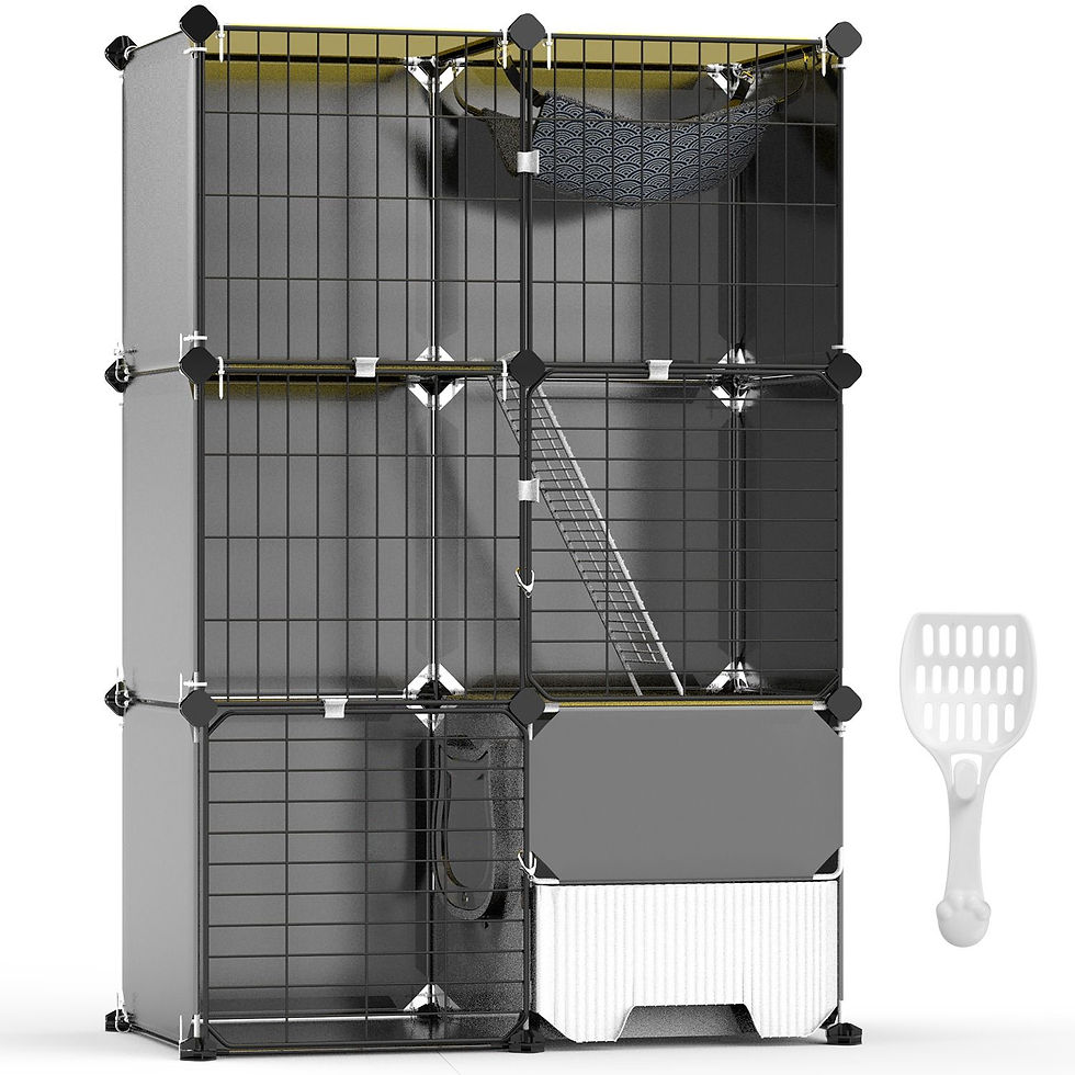 Thumbnail: 1Pc 3 Tier Cat Cage Indoor with Litter Box Hammock Detachable Metal Wire 