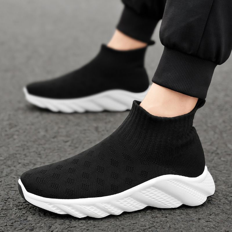 Thumbnail: New trend fashion large size flying knit high top casual shoes 