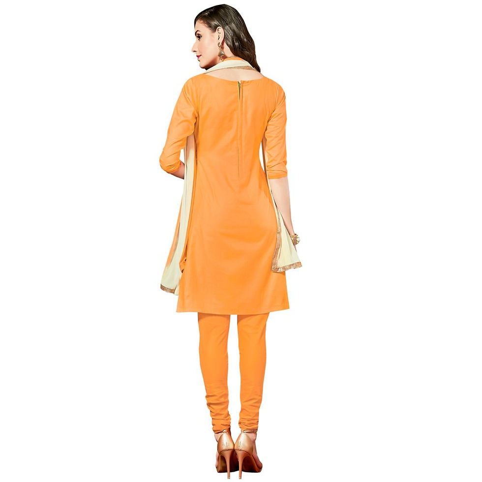 Thumbnail: Glaze Cotton Fabric Orange Color Dress Material