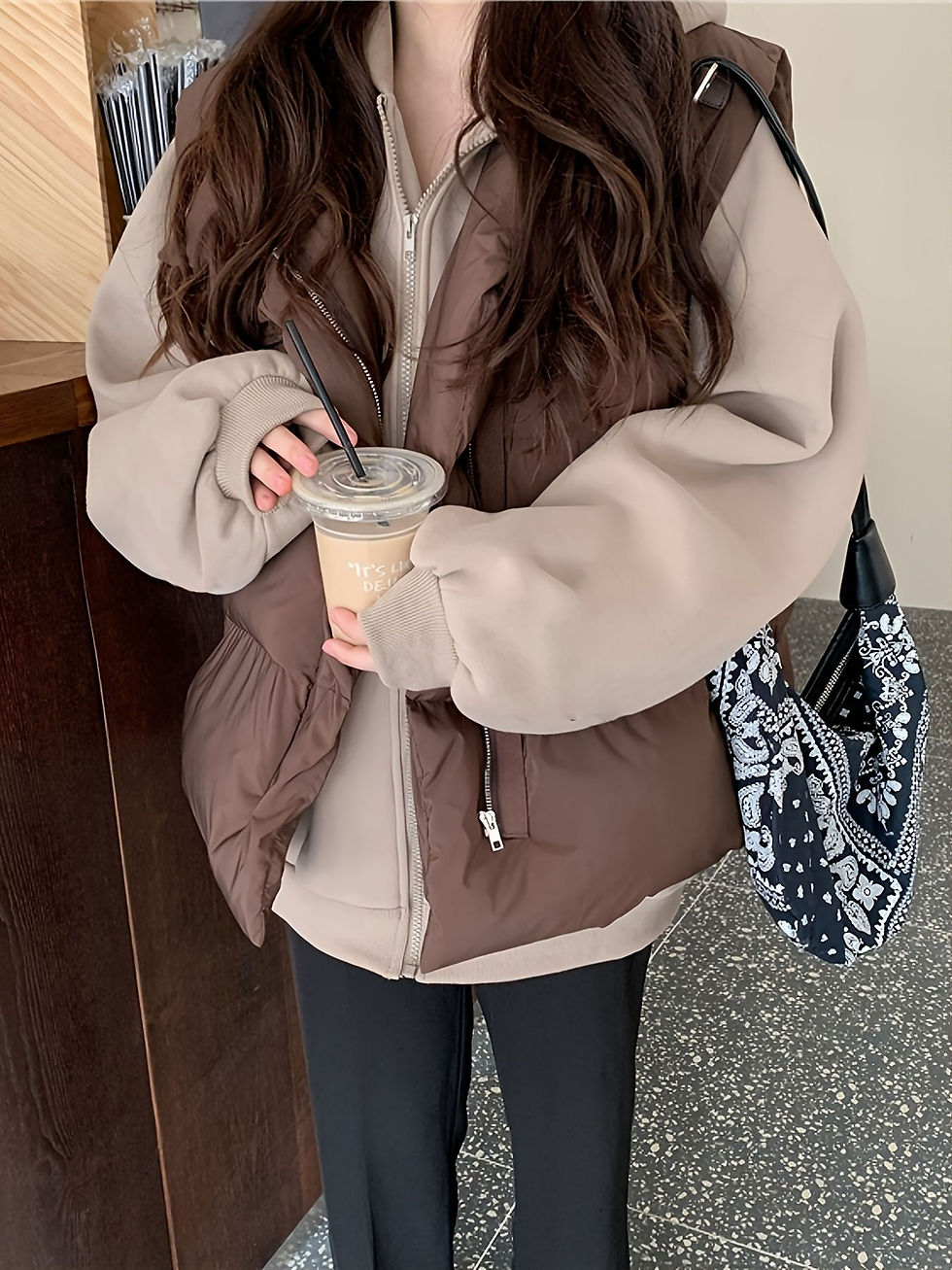 Thumbnail: Winter Lapel Puffer Vest , Casual Pocket Fashion Loose Puffer Vest