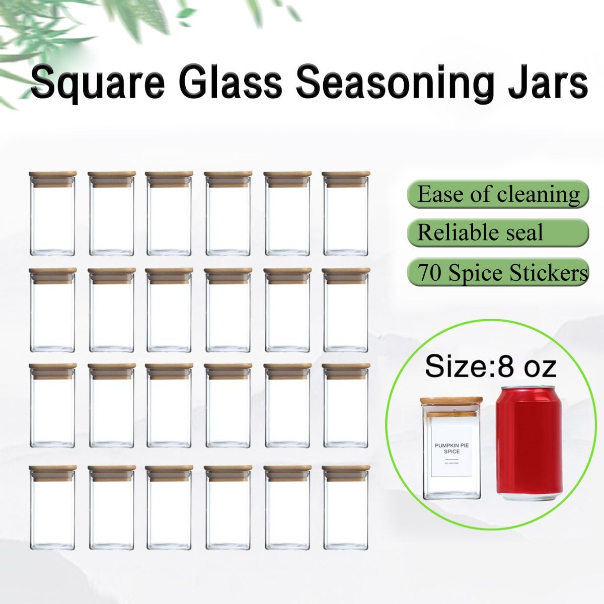 24 Pcs High Borosilicate Glass Spice Jar with Labbels and 20 Handwritten
