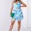 Thumbnail: Light patterned dress with a belt, mint blue 03040