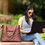 Thumbnail: Genuine Goat Leather Vintage Brown Large Tote Shoulder Bag with Zipper