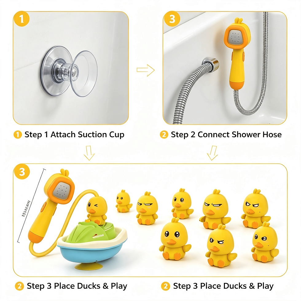 Thumbnail: 4 In 1 Duck Electric Shower Bath Toy Set, Rotating Sprinkler Boat 