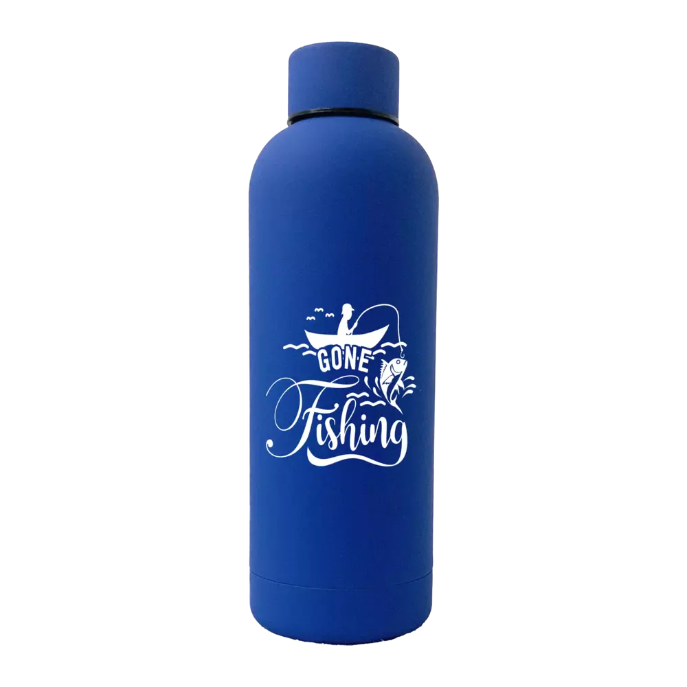 Gone Fishing 17oz Stainless Rubberized Water Bottle