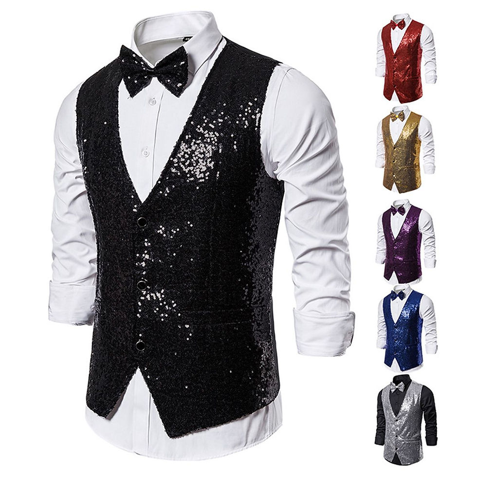 Thumbnail: Men's Sequin Vest Shiny Suit Vest V-neck Party Dress