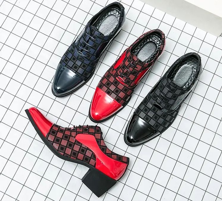 Thumbnail: New men's large size increase business formal pointed leather shoes 
