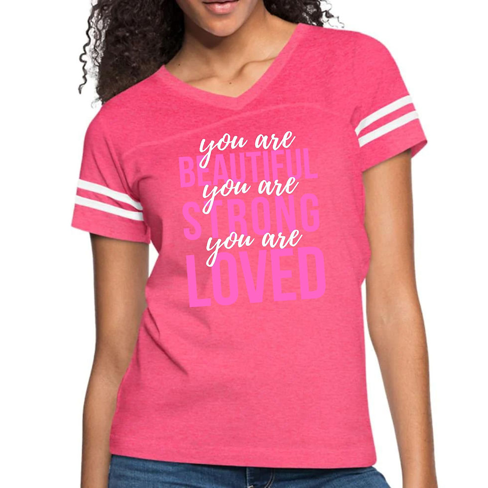 Thumbnail: Womens Vintage Sport Graphic T-shirt, You Are Beautiful Strong Loved