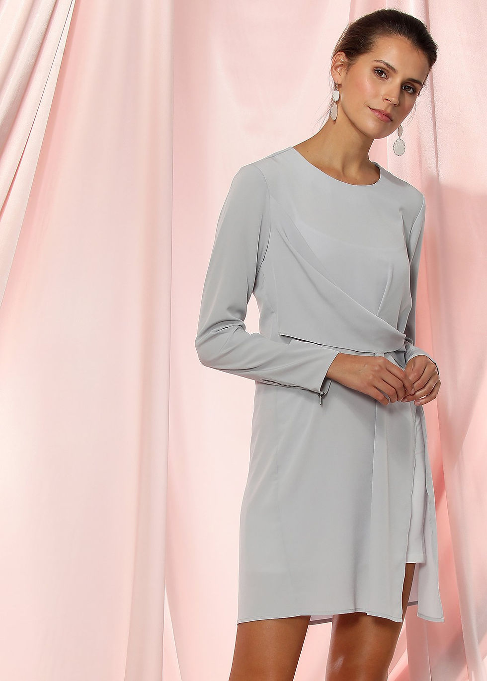 Thumbnail: Women's Twist Front Dress In Ivory Silver