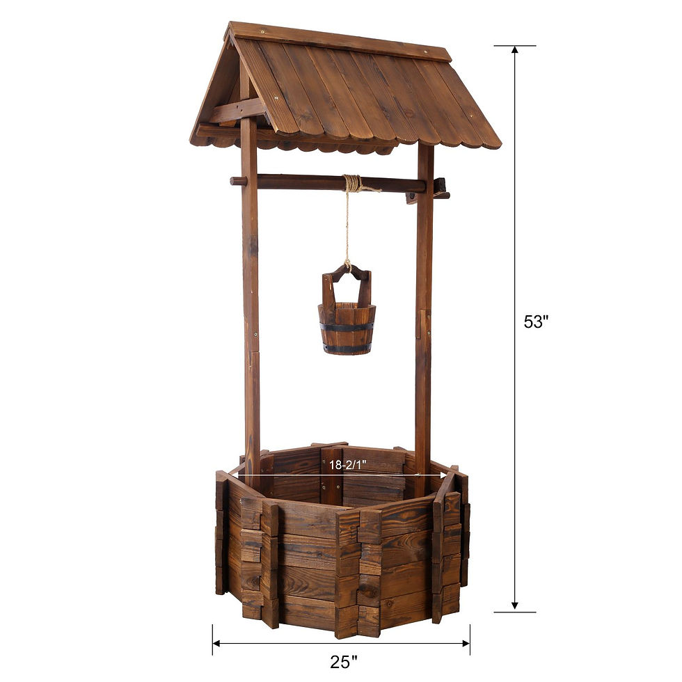 Thumbnail: Rustic Wooden Wishing Well Planter Outdoor Home Décor for Patio, Garden