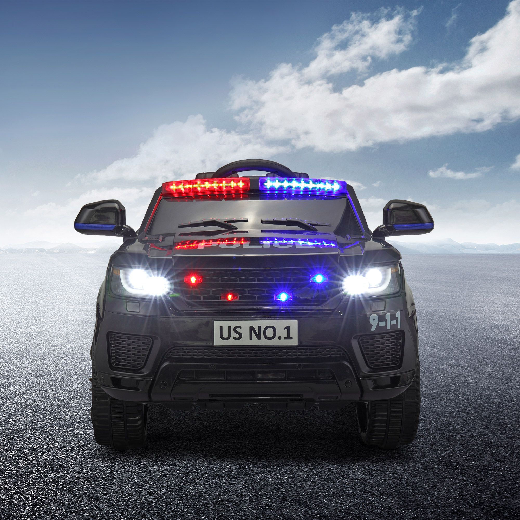 12V Kid Ride on Police Car with Parental Remote