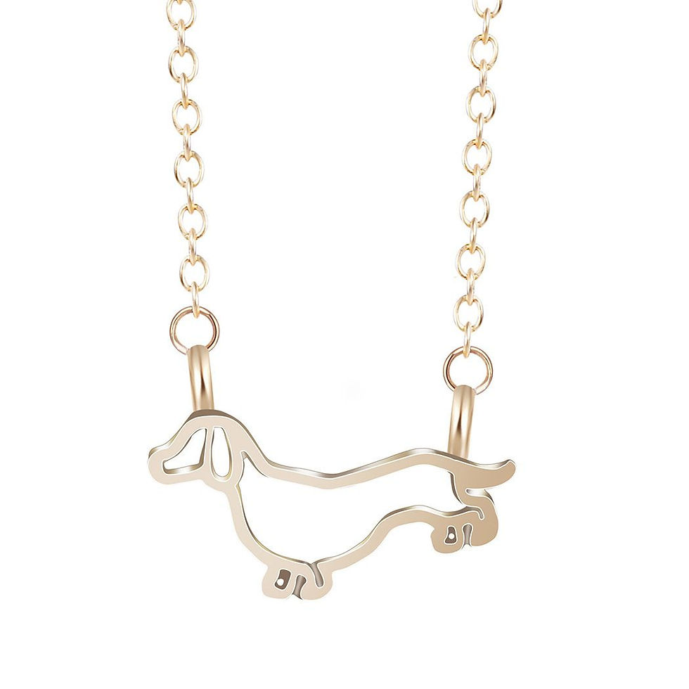 Thumbnail: Hollow Animal Dog Necklace Dachshund Pendant Women's