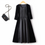 Thumbnail: Autumn Thin Elastic Waist Fake Two Piece O Neck Drape Velvet Hepburn