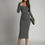 Thumbnail: Graphite midi pencil dress with a diamond neckline FG671