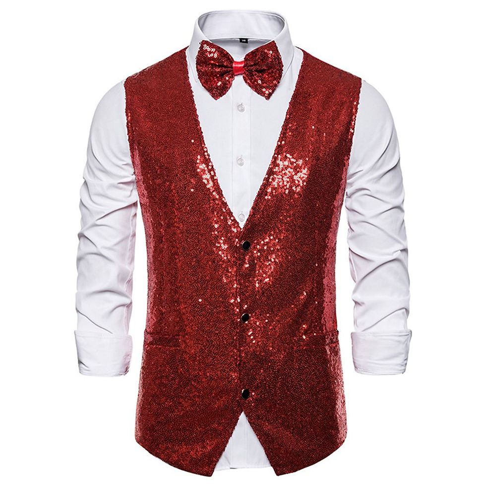Thumbnail: Men's Sequin Vest Shiny Suit Vest V-neck Party Dress