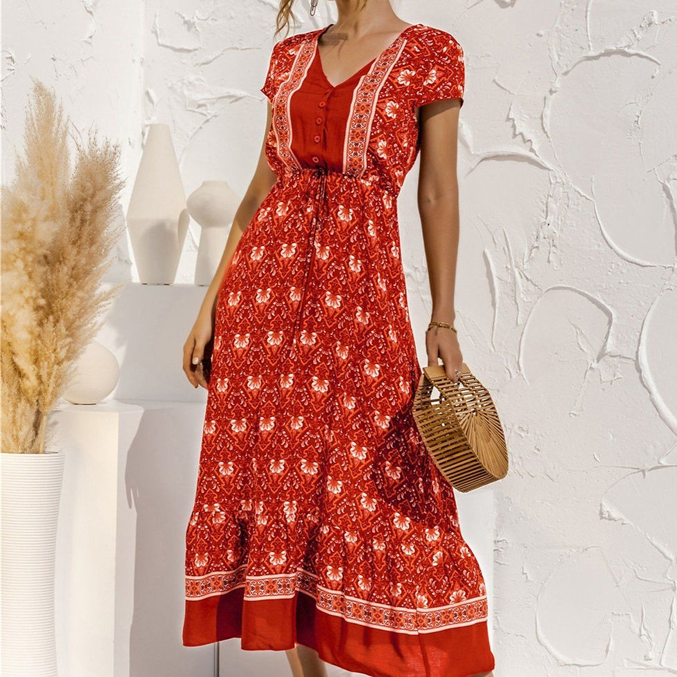Thumbnail: Women's Dresses Sexy Summer Women's High Waist Boho Style Fashion Ditsy Floral