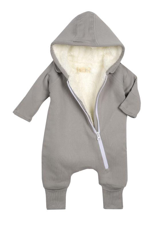 Thumbnail: Smart Cuddly Jumpsuit + Bib - Gray