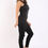 Thumbnail: Track Zipper Ruched Jumpsuit Ruffle Dress Bodycon Jumpsuit BLACK