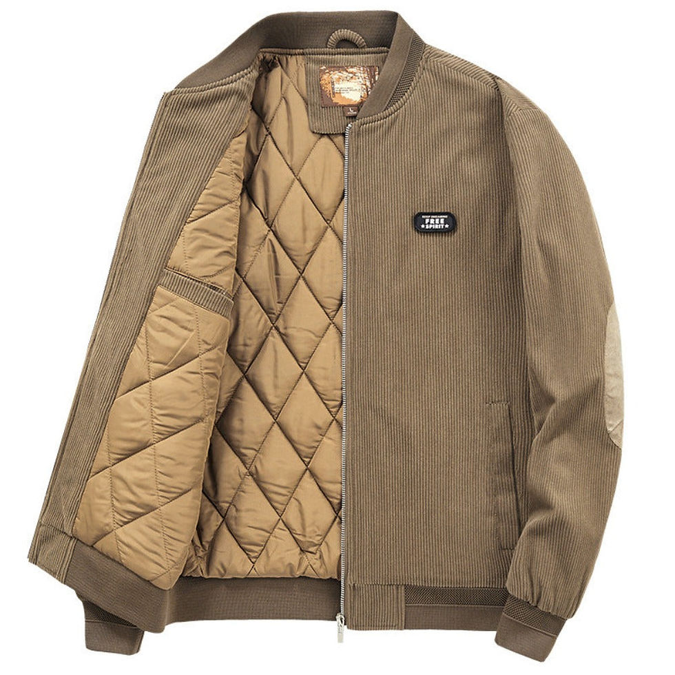 Thumbnail: Mens Round Collar Winter Zipped Up Elbow Patch Jacket