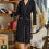 Thumbnail: Shopymommy 24075 Strip Maternity Robe Black