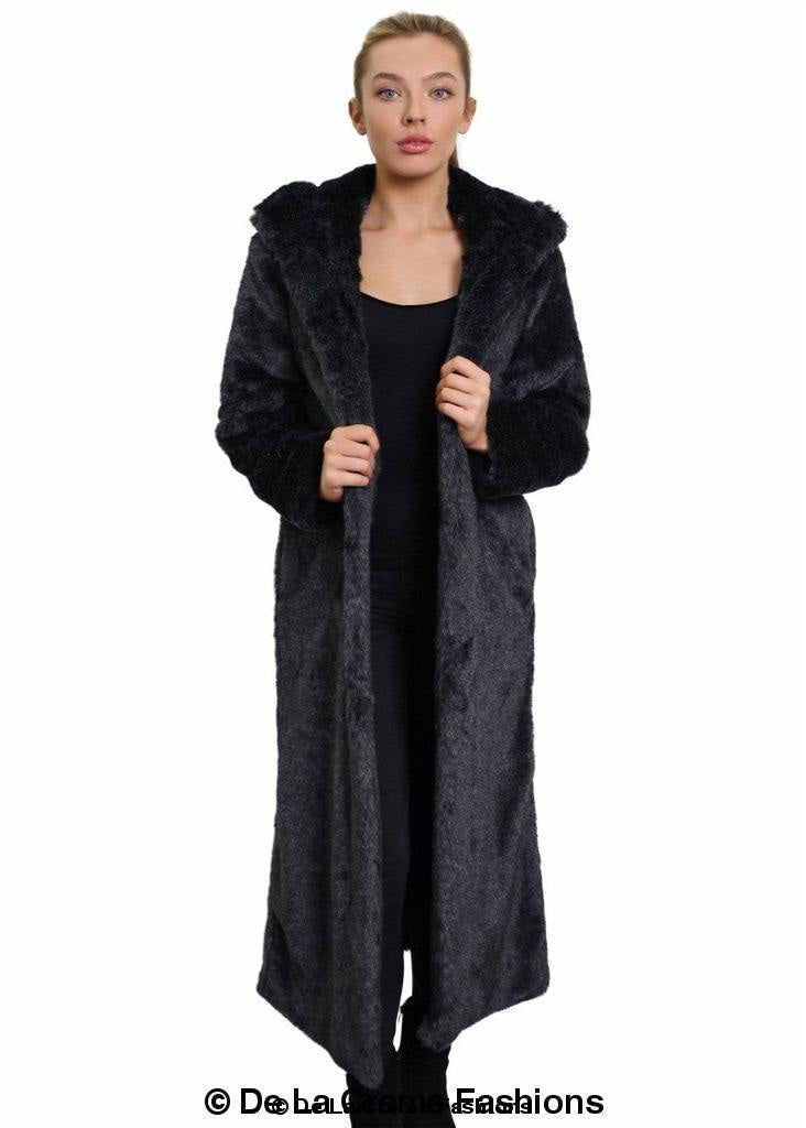 Thumbnail: De La Creme - Womens Iconic Faux Fur Hooded Long Coat