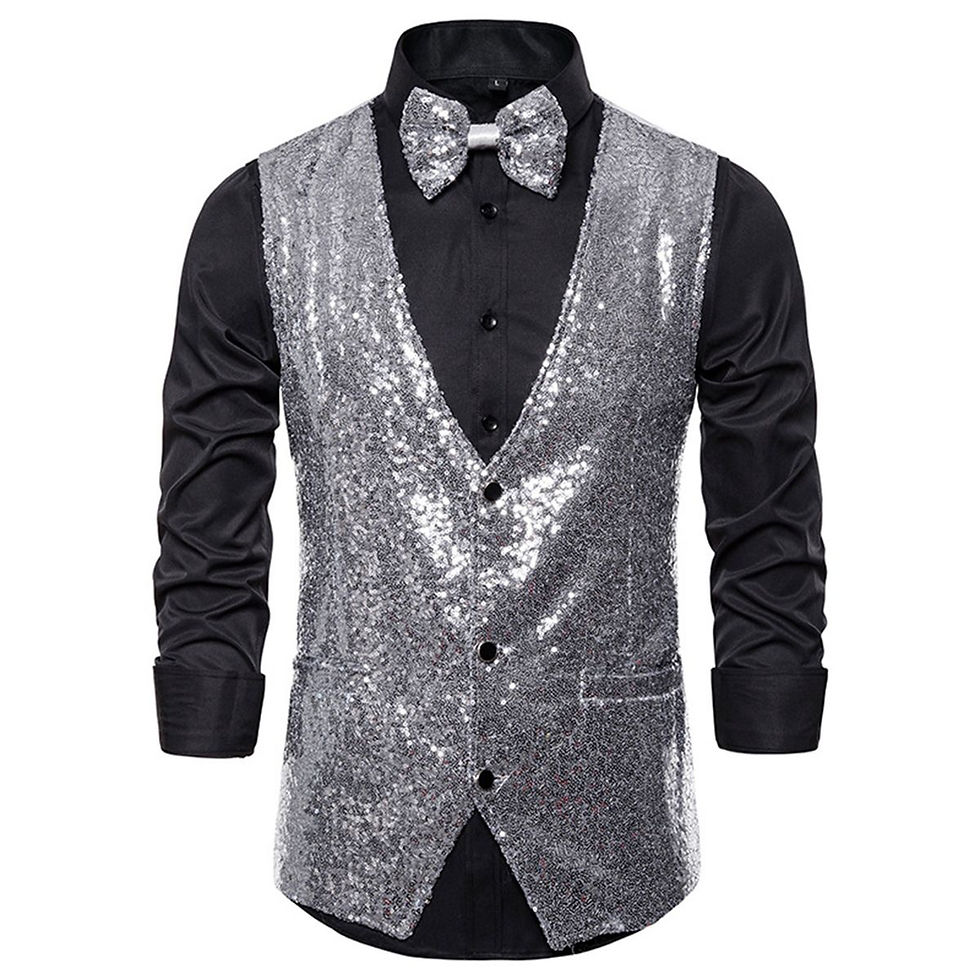 Thumbnail: Men's Sequin Vest Shiny Suit Vest V-neck Party Dress