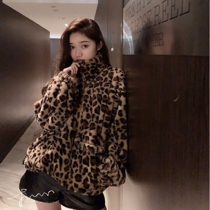 Thumbnail: Winter Leopard Print Jacket Women's Stand collar Warm Parkas Outwear