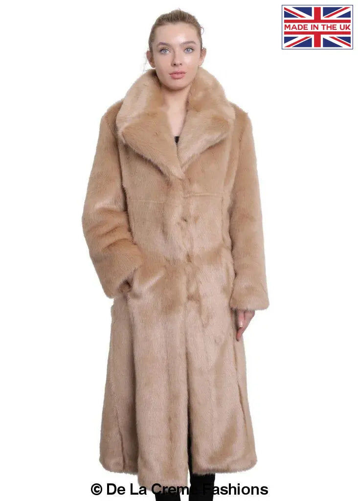 Thumbnail: De La Creme - Womens Faux Fur Long Coat