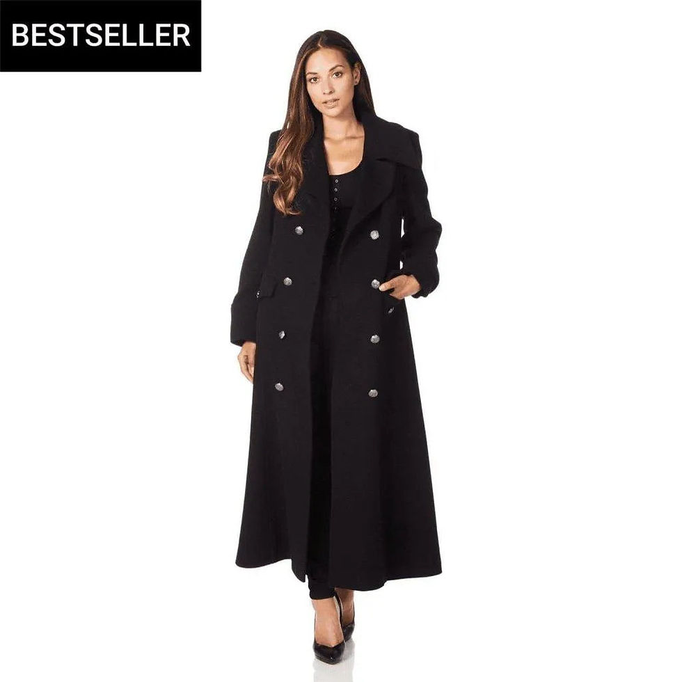 Thumbnail: Wool Blend Double Breasted Maxi Coat (2004-WOOL)