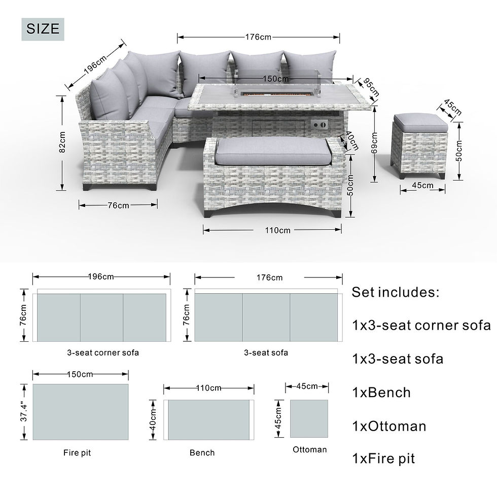 Thumbnail: 5-Piece Gray Wicker Outdoor Conversational Sofa Set 
