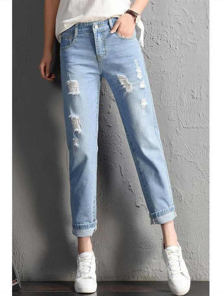 Thumbnail: Denim Pants Ripped Hole Jeans Casual High Street Denim Pants Sexy