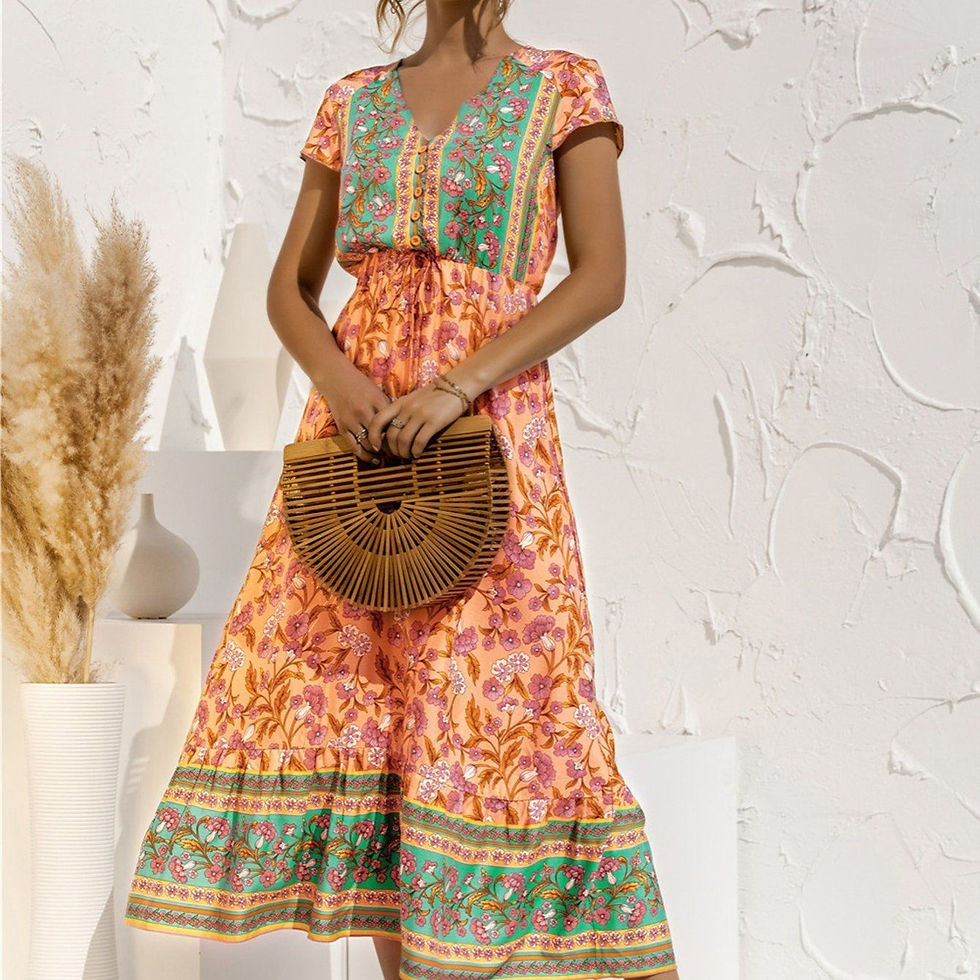 Thumbnail: Women's Dresses Sexy Summer Women's High Waist Boho Style Fashion Ditsy Floral