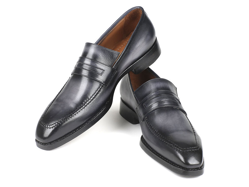 Thumbnail: Paul Parkman Gray Burnished Goodyear Welted Loafers (ID#37LFGRY)