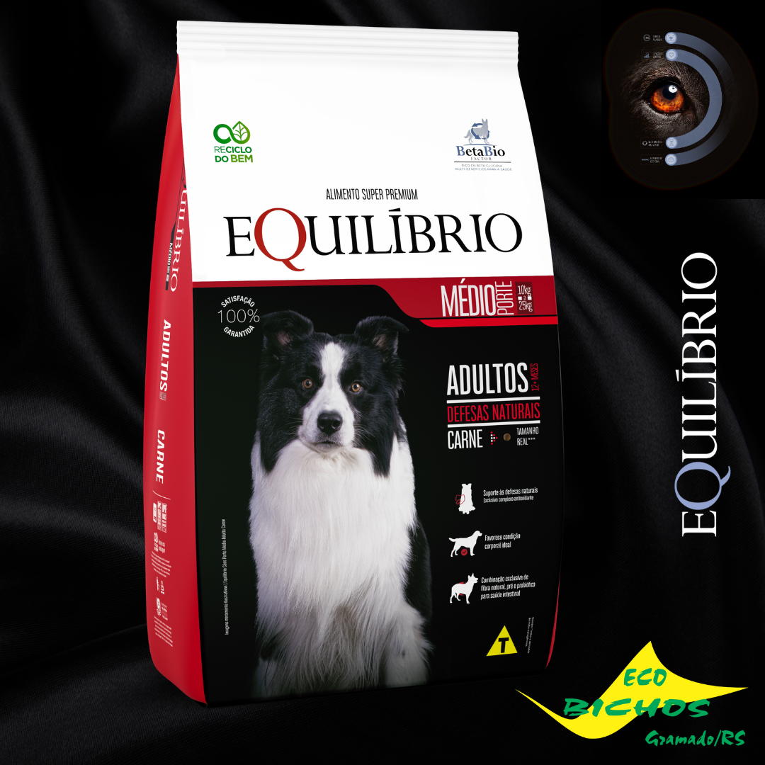 Ração Equilibrio Cães Porte Médio Adulto Carne 12Kg
