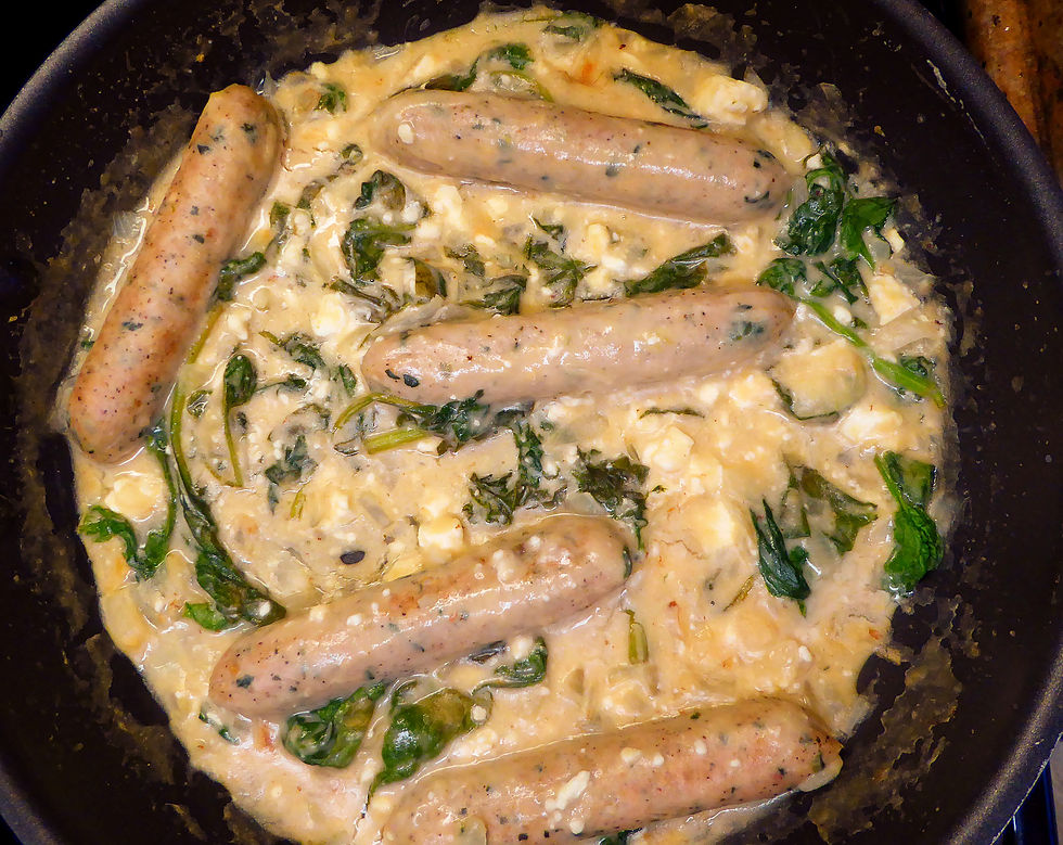 How to Make a Quick and Inexpensive Chicken Feta Sausage and Spinach Meal in Your Skillet (Diabetic Friendly)
