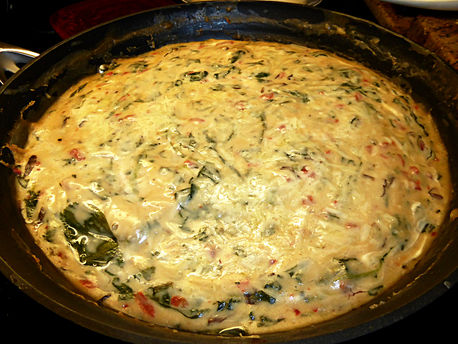 Chicken in Red Pepper and Spinach Sauce: No Blender Needed