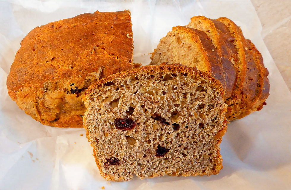 How to Make Easy, Low Sugar, No-Knead Whole-Grain Sourdough Banana-Cranberry Bread (Diabetic Friendly)