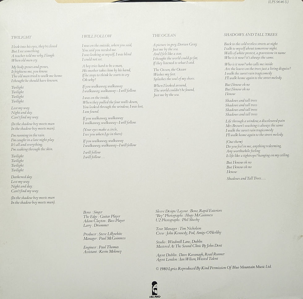 サムネイル： U2 / BOY 1980'UK ISLAND